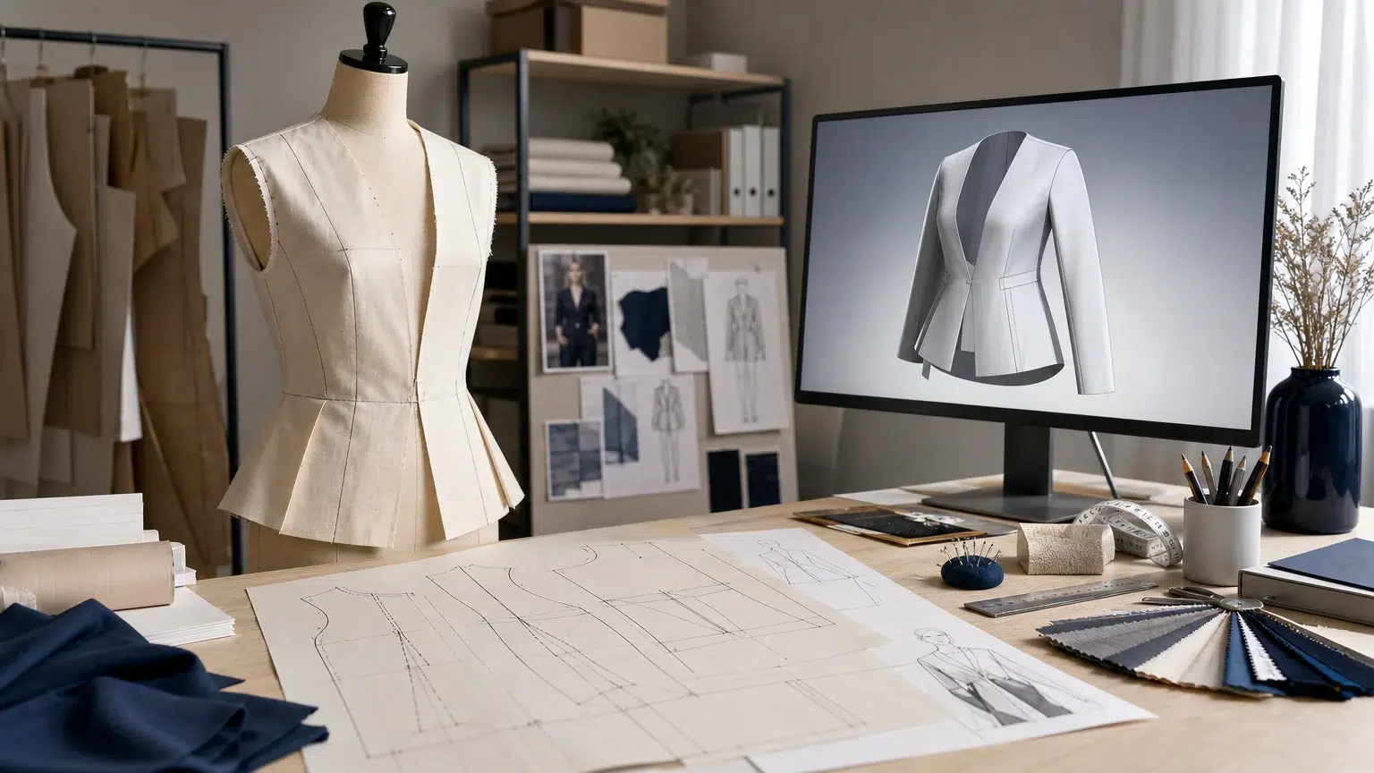 Espace de travail montrant le lien entre patronage 2D et modélisation 3D