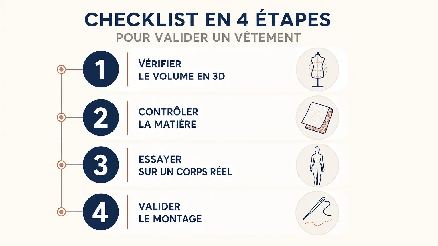 Checklist des étapes pour valider un vêtement