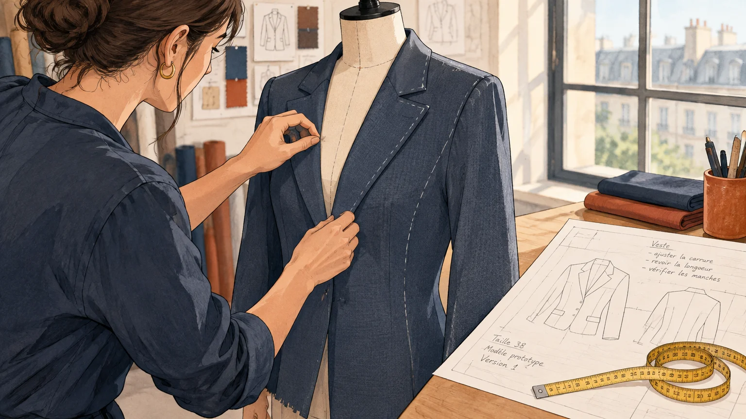 Vérification d’un prototype de vêtement en atelier
