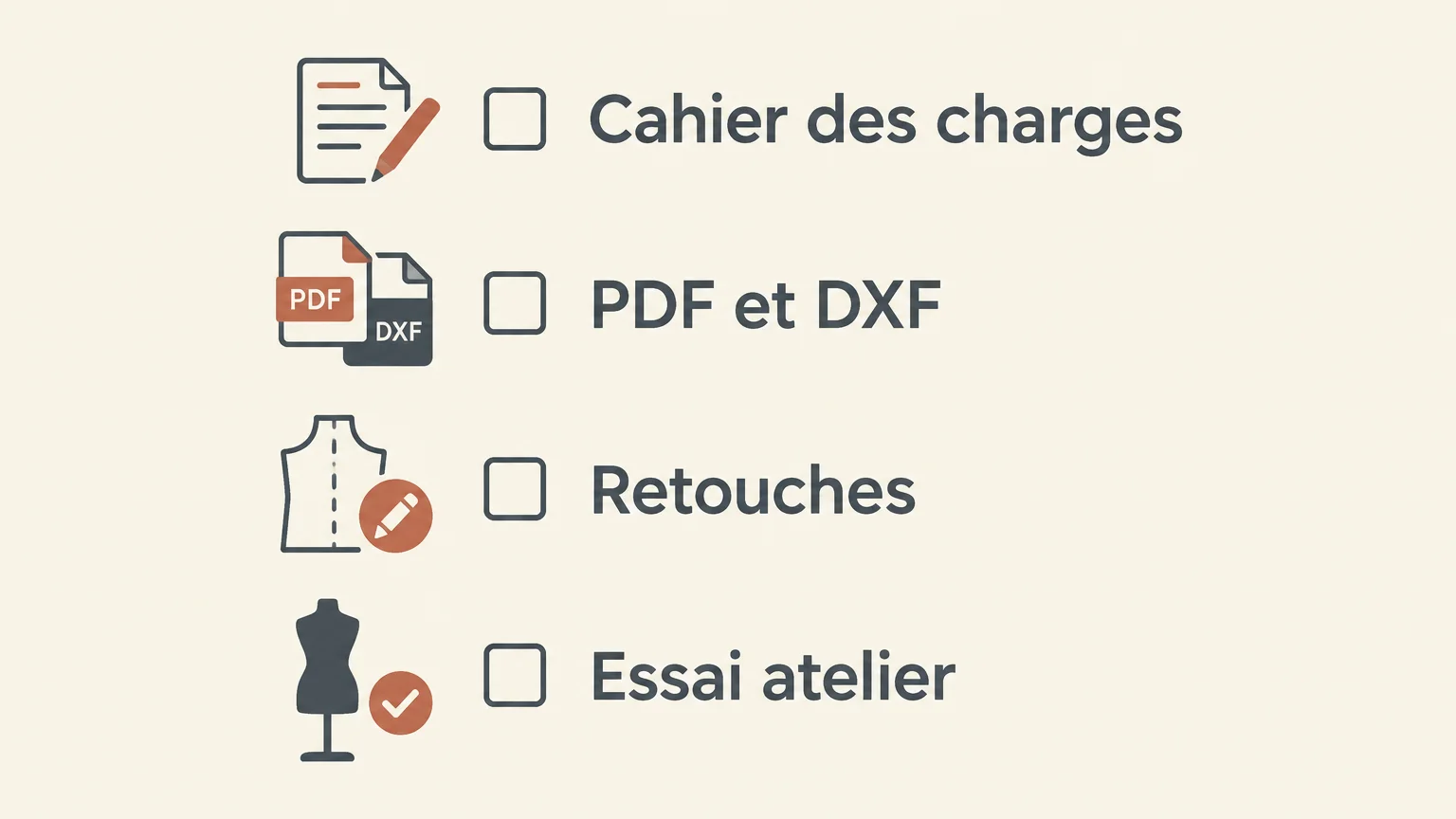 Liste de contrôle pour valider un patronage avant le passage en atelier