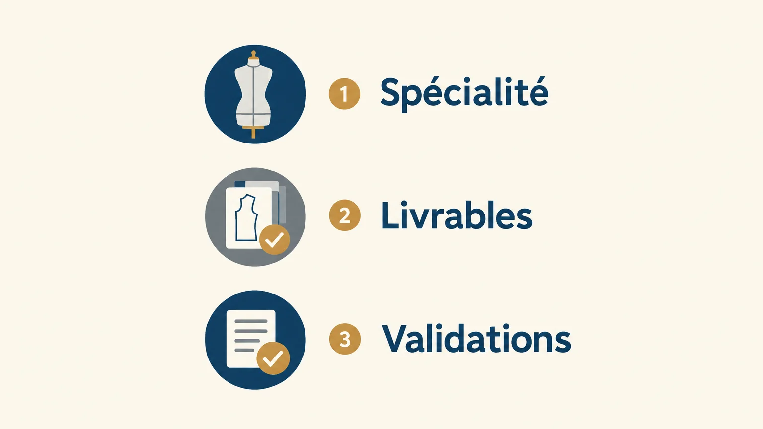 Checklist pour comparer la spécialité, les livrables et les validations d’un modéliste